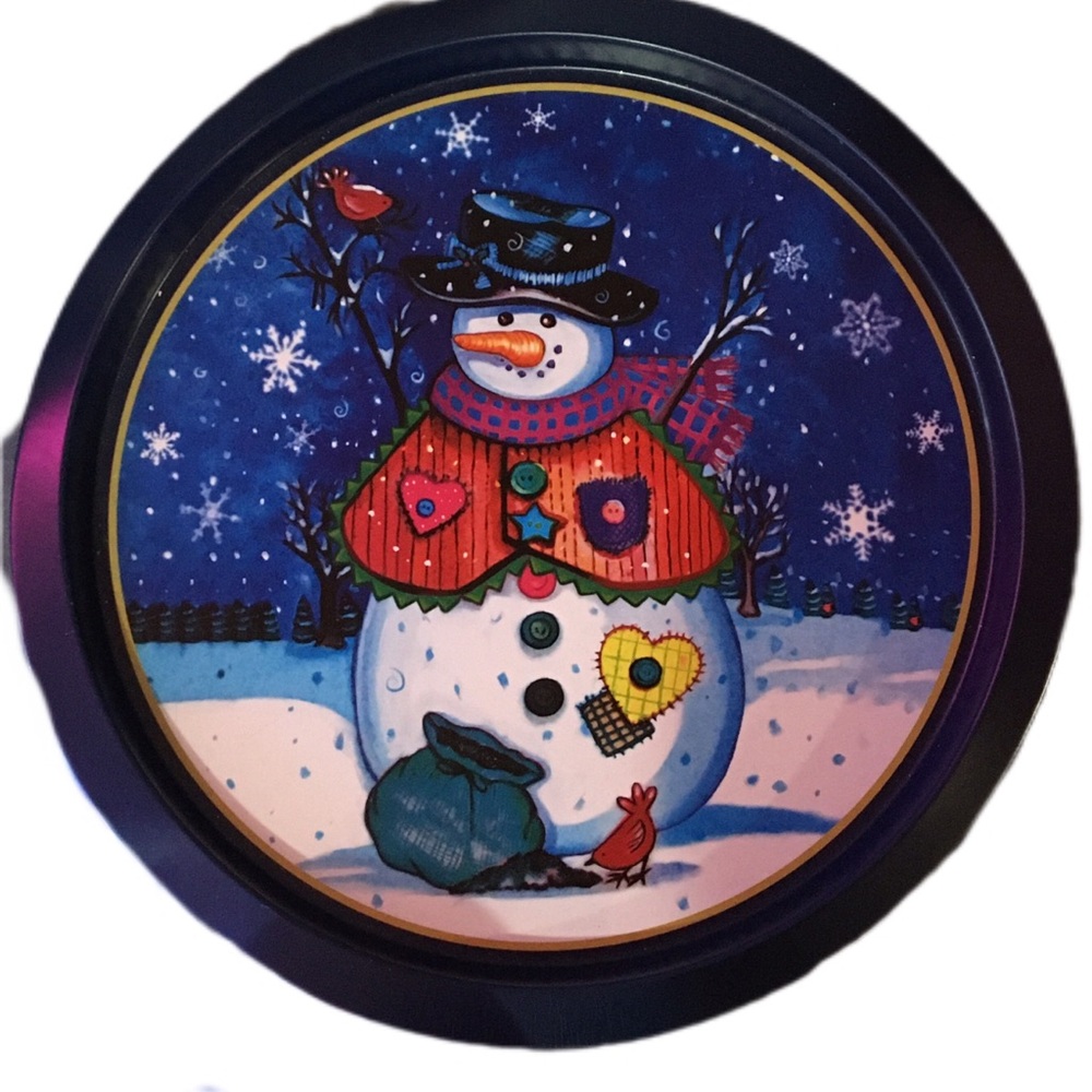 Festive Snowman Serving Tray - Blue and White